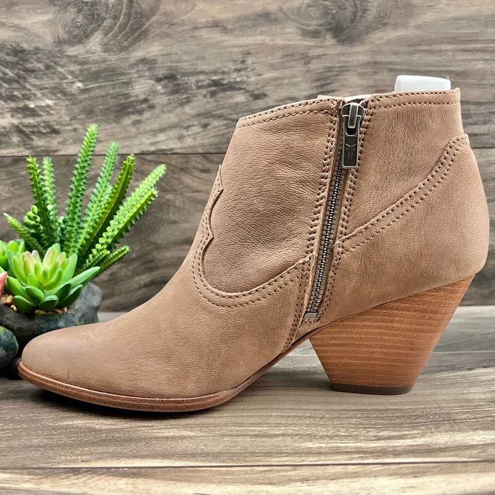 NIB Frye Rory Bootie Western Pointed Toe Lesther Ankle Boots Dusty Rose - Picture 8 of 15